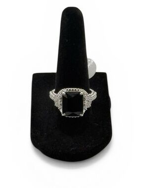Bomb Party "Make A Statement" GOT Ring Black Onyx On Rhodium Plating Size 8